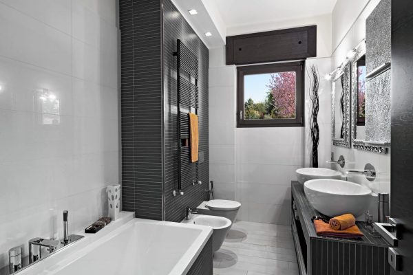 Modern Bathroom Interior with Bathtub